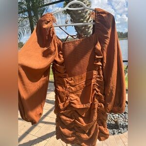 ASTR the Label Ruched Mardi Lace Trimmed Dress